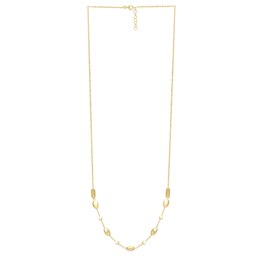 Adjustable Puff Pebble Necklace in 14K Yellow Gold