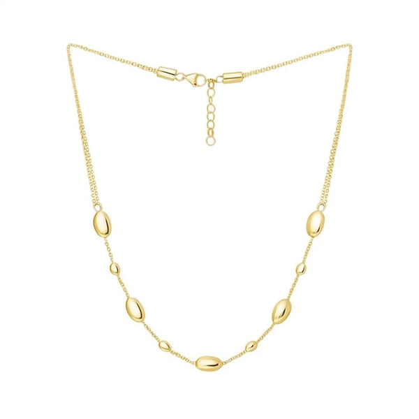 Adjustable Puff Pebble Necklace in 14K Yellow Gold