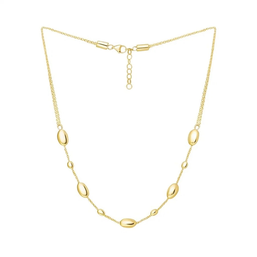 Adjustable Puff Pebble Necklace in 14K Yellow Gold
