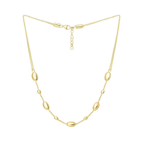 Adjustable Puff Pebble Necklace in 14K Yellow Gold