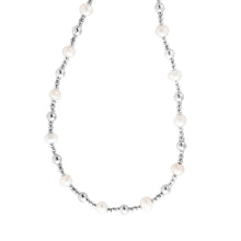 Sterling Silver Rhodium Plated Freshwater Pearl Bead Necklace