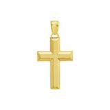 14K yellow gold beveled cross pendant with polished finish thumbnail 1