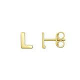 14K Yellow Gold Yours Truly Initial L Stud Earrings thumbnail 1