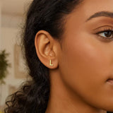 14K Yellow Gold Yours Truly Initial L Stud Earrings thumbnail 3