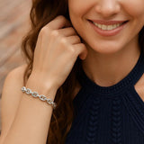 Sterling Silver Rhodium Plated Puffed Mariner Bracelet (5.90 mm) thumbnail 5