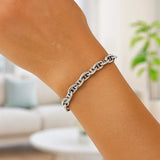 Sterling Silver Rhodium Plated Puffed Mariner Bracelet (5.90 mm) thumbnail 7
