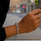 Sterling Silver Rhodium Plated Puffed Mariner Bracelet (5.90 mm) thumbnail 8