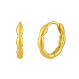 Small Rice Hoop Earrings in 14K Yellow Gold thumbnail 2