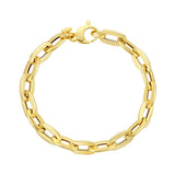 14K yellow gold rolo link chain bracelet, 7.30 mm mirror-polished links thumbnail 1