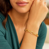 14K Yellow Gold Long Mirror Rolo Link Chain Bracelet (7.30 mm) thumbnail 4