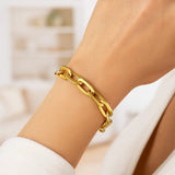 14K Yellow Gold Long Mirror Rolo Link Chain Bracelet (7.30 mm) thumbnail 5