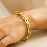 14K Yellow Gold Long Mirror Rolo Link Chain Bracelet (7.30 mm) thumbnail 6