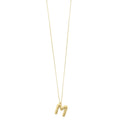 14K yellow gold initial M pendant with polished letter face and top bail