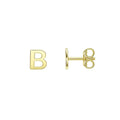 14K yellow gold initial B stud earrings in polished letterform