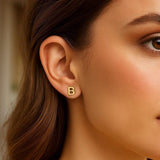 14K Yellow Gold Yours Truly Initial B Stud Earrings thumbnail 2