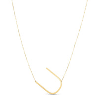 14K Yellow Gold Yours Truly Large Initial U Necklace