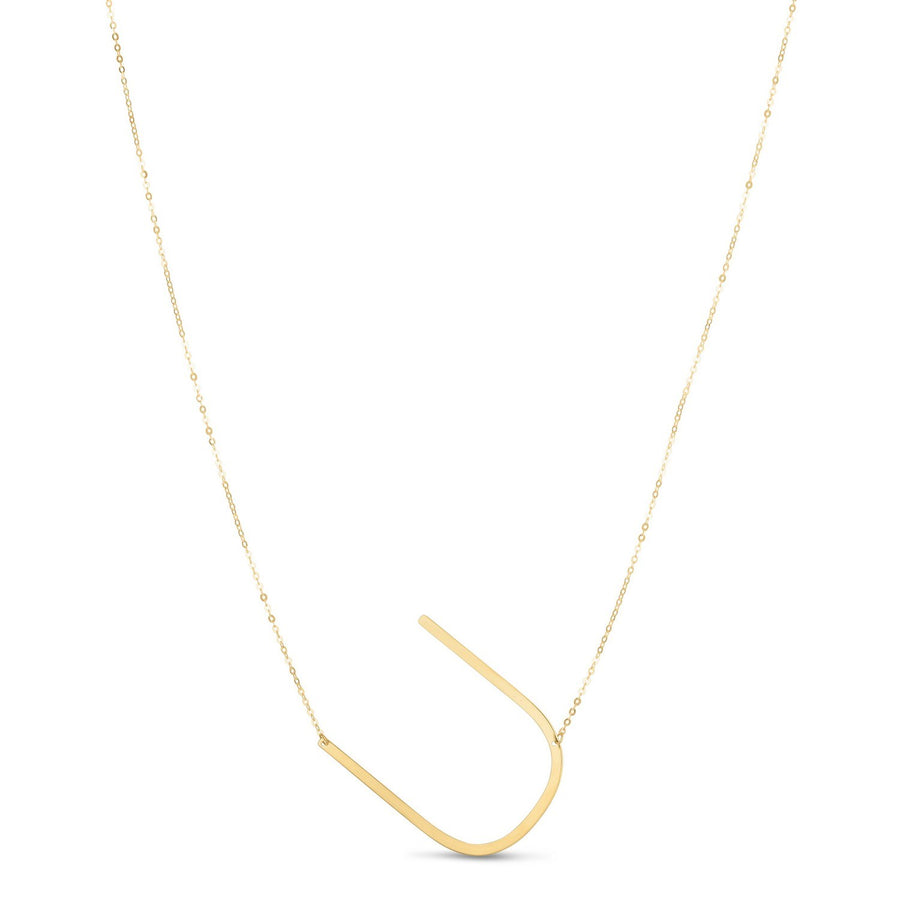 14K Yellow Gold Yours Truly Large Initial U Necklace