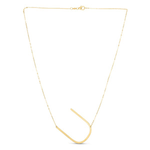 14K Yellow Gold Yours Truly Large Initial U Necklace