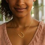 14K Yellow Gold Yours Truly Large Initial U Necklace thumbnail 3