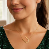 14K Yellow Gold Yours Truly Large Initial U Necklace thumbnail 4