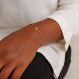 14K Yellow Gold Mini Initial L Bracelet thumbnail 6