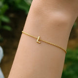 14K Yellow Gold Mini Initial L Bracelet thumbnail 7