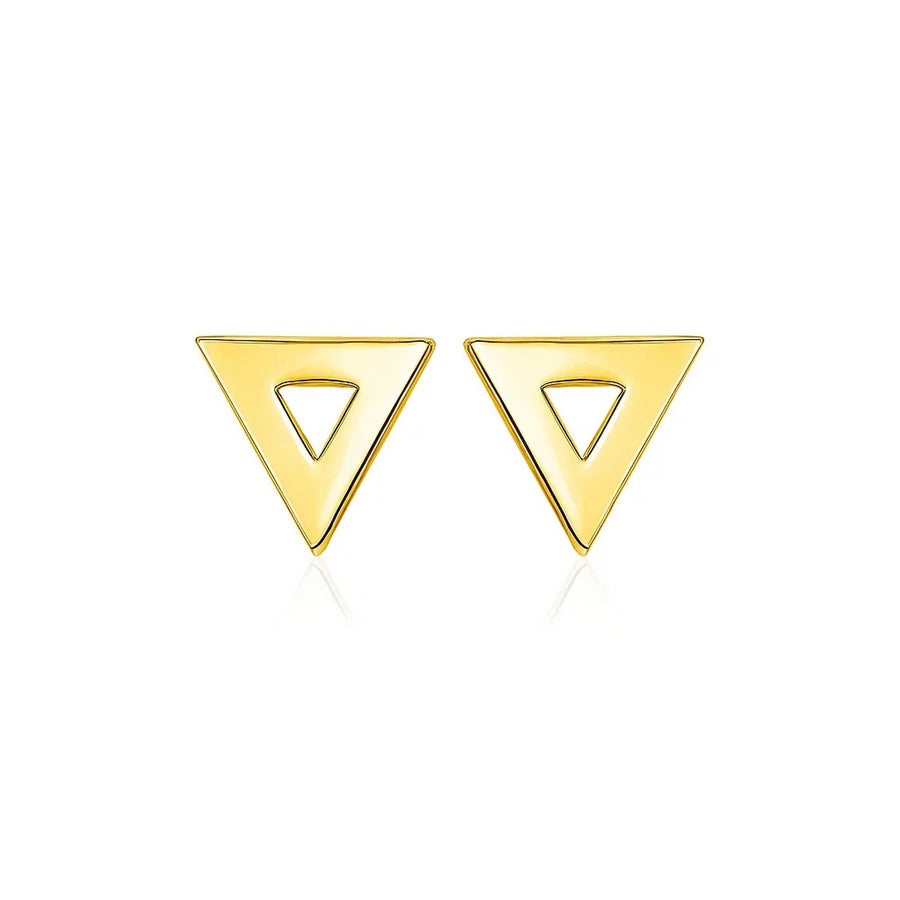 14k Yellow Gold Polished Open Triangle Post Earrings