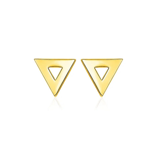 14k Yellow Gold Polished Open Triangle Post Earrings
