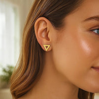 14k Yellow Gold Polished Open Triangle Post Earrings