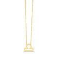 14K yellow gold Libra zodiac scales pendant necklace with polished finish
