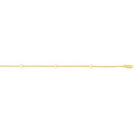 Stationed Heart Anklet in 14K Yellow Gold (1.00 mm)
