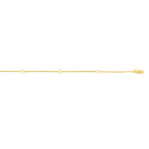 Stationed Heart Anklet in 14K Yellow Gold (1.00 mm)