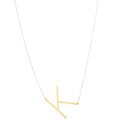 14K yellow gold initial K necklace with script letter pendant