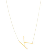 14K yellow gold initial K necklace with script letter pendant thumbnail 1
