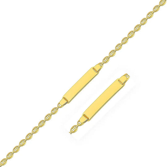 14K yellow gold puffed mariner link children's ID bracelet, 3.30 mm width