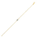 14K yellow gold paperclip bracelet with white topaz accents