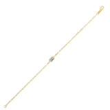 14K Yellow Gold White Topaz Paperclip Bracelet (1.50 mm) thumbnail 1