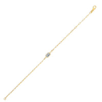 14K Yellow Gold White Topaz Paperclip Bracelet (1.50 mm)