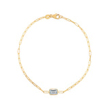 14K Yellow Gold White Topaz Paperclip Bracelet (1.50 mm) thumbnail 2