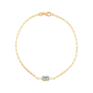 14K Yellow Gold White Topaz Paperclip Bracelet (1.50 mm)
