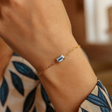 14K Yellow Gold White Topaz Paperclip Bracelet (1.50 mm) thumbnail 4