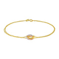 14K tri-color gold trinity chain bracelet with braided yellow white and rose links