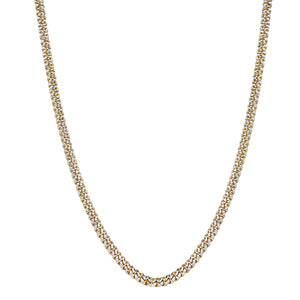 Classic Miami Cuban White Pave Solid Chain in 14k Yellow Gold (4.00 mm)
