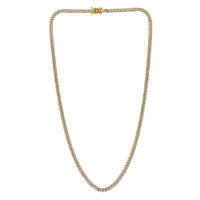 Classic Miami Cuban White Pave Solid Chain in 14k Yellow Gold (4.00 mm)