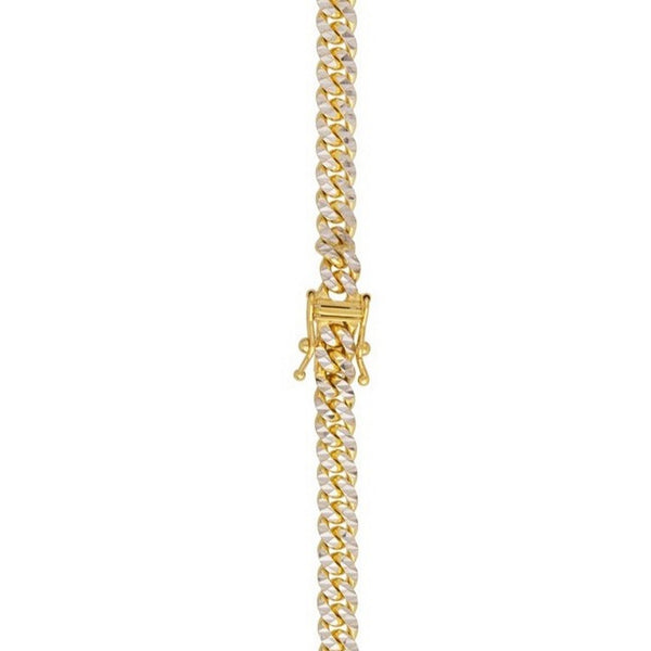 Classic Miami Cuban White Pave Solid Chain in 14k Yellow Gold (4.00 mm)