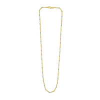 Two Tone Bar and Bead Necklace in 14K Gold