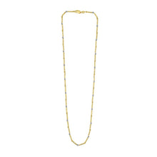 Two Tone Bar and Bead Necklace in 14K Gold