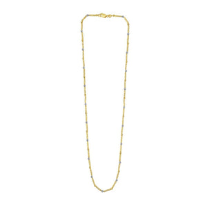 Two Tone Bar and Bead Necklace in 14K Gold