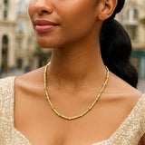 Two Tone Bar and Bead Necklace in 14K Gold thumbnail 3