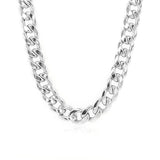 14K White Gold Miami Cuban Semi Solid Chain (7.00 mm) thumbnail 2